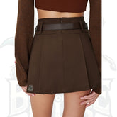Mid-Waist Solid Pleated Skort with Belt – Chic & Versatile